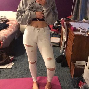 Hollister White Ripped Skinny Jeans